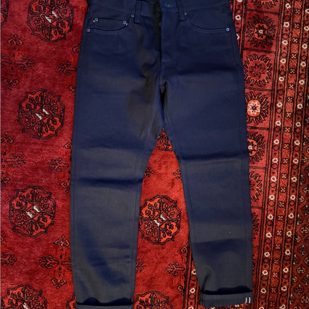 Momotaro Limited Edition Black Selvedge Jeans with Gray Stripes US 30x30 14.70oz - Picture 3 of 7